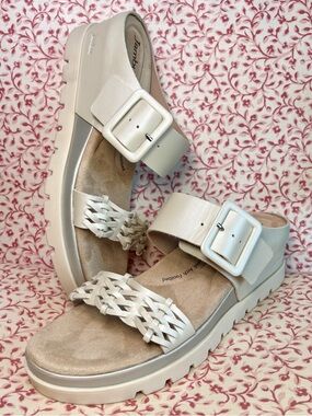 Jambu Dara Champagne Cream Woven Wedge Sandals